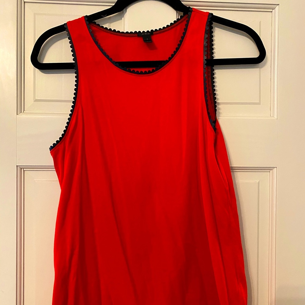 Jcrew Red Tank with Navy scallop boarder